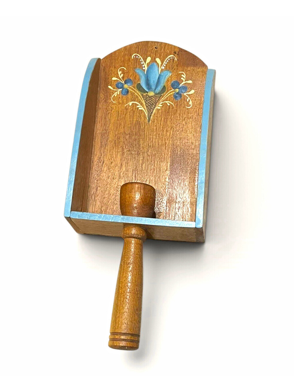 Wood Flour Scoop Hand-Painted Blue Floral pattern